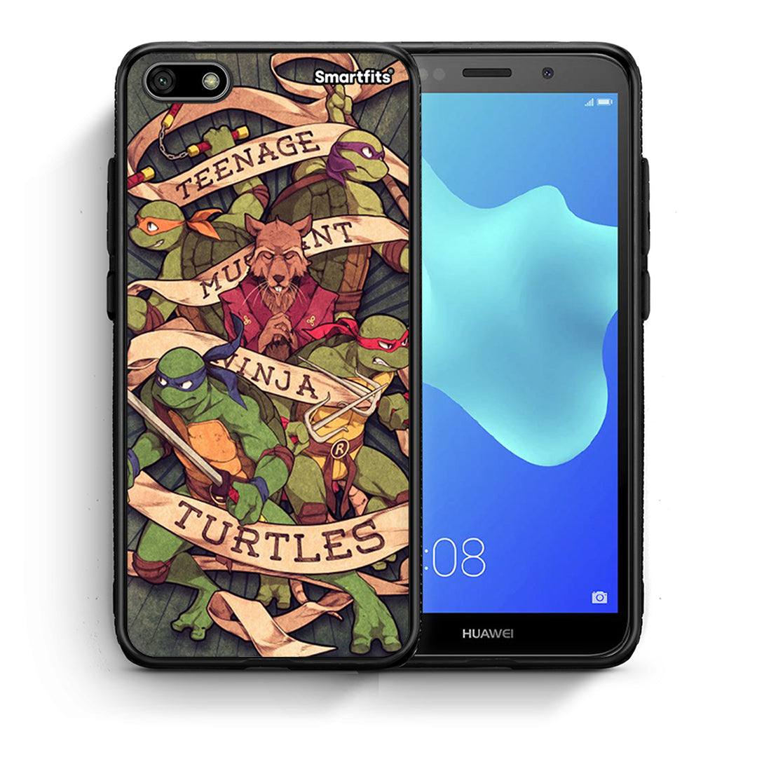 Θήκη Huawei Y5 2018/Honor 7S Ninja Turtles από τη Smartfits με σχέδιο στο πίσω μέρος και μαύρο περίβλημα | Huawei Y5 2018/Honor 7S Ninja Turtles case with colorful back and black bezels