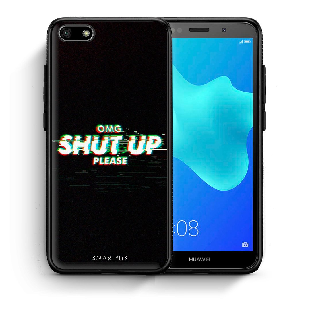 Θήκη Huawei Y5 2018/Honor 7S OMG ShutUp από τη Smartfits με σχέδιο στο πίσω μέρος και μαύρο περίβλημα | Huawei Y5 2018/Honor 7S OMG ShutUp case with colorful back and black bezels