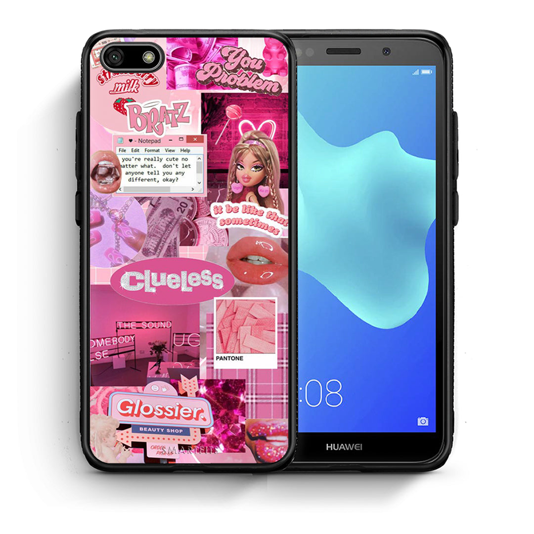Θήκη Αγίου Βαλεντίνου Huawei Y5 2018 / Honor 7S Pink Love από τη Smartfits με σχέδιο στο πίσω μέρος και μαύρο περίβλημα | Huawei Y5 2018 / Honor 7S Pink Love case with colorful back and black bezels