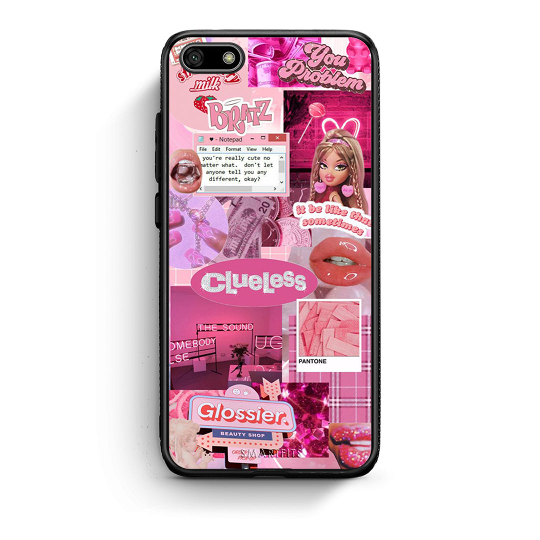 Huawei Y5 2018 Pink Love Θήκη Αγίου Βαλεντίνου από τη Smartfits με σχέδιο στο πίσω μέρος και μαύρο περίβλημα | Smartphone case with colorful back and black bezels by Smartfits