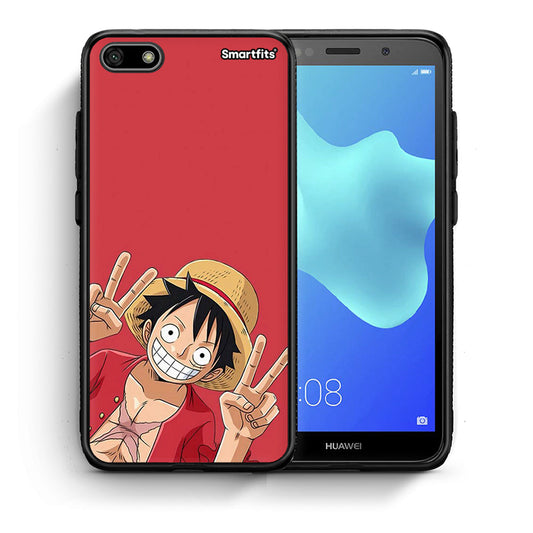 Θήκη Huawei Y5 2018 / Honor 7S Pirate Luffy από τη Smartfits με σχέδιο στο πίσω μέρος και μαύρο περίβλημα | Huawei Y5 2018 / Honor 7S Pirate Luffy case with colorful back and black bezels