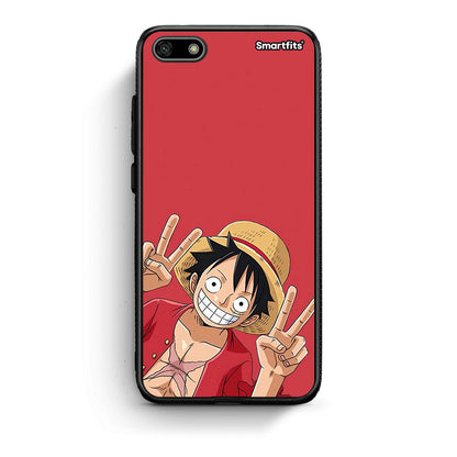Huawei Y5 2018 Pirate Luffy Θήκη από τη Smartfits με σχέδιο στο πίσω μέρος και μαύρο περίβλημα | Smartphone case with colorful back and black bezels by Smartfits