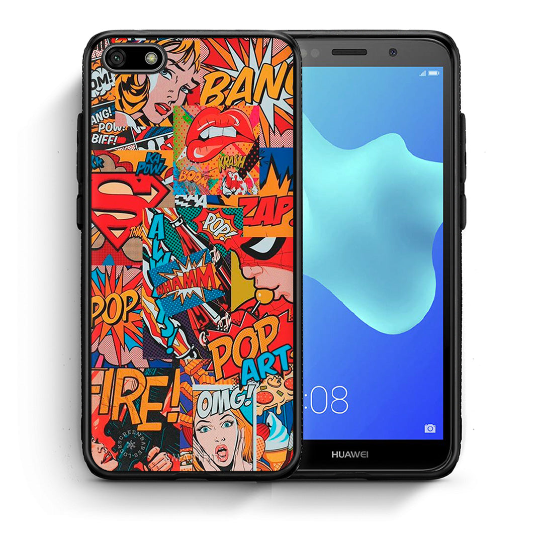 Θήκη Huawei Y5 2018/Honor 7S PopArt OMG από τη Smartfits με σχέδιο στο πίσω μέρος και μαύρο περίβλημα | Huawei Y5 2018/Honor 7S PopArt OMG case with colorful back and black bezels