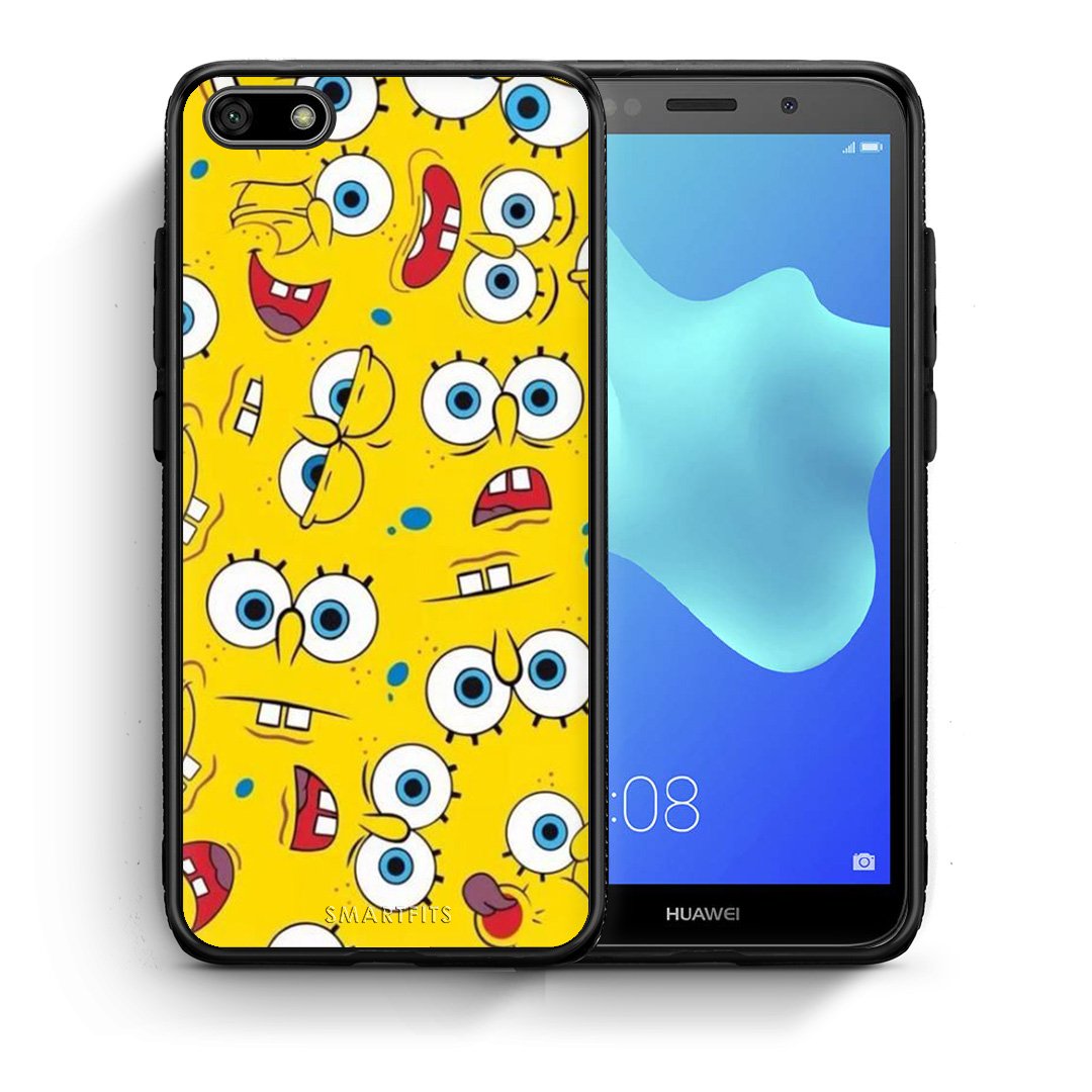 Θήκη Huawei Y5 2018/Honor 7S Sponge PopArt από τη Smartfits με σχέδιο στο πίσω μέρος και μαύρο περίβλημα | Huawei Y5 2018/Honor 7S Sponge PopArt case with colorful back and black bezels