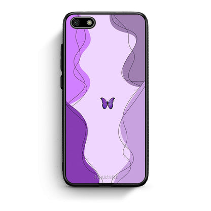 Huawei Y5 2018 Purple Mariposa Θήκη Αγίου Βαλεντίνου από τη Smartfits με σχέδιο στο πίσω μέρος και μαύρο περίβλημα | Smartphone case with colorful back and black bezels by Smartfits