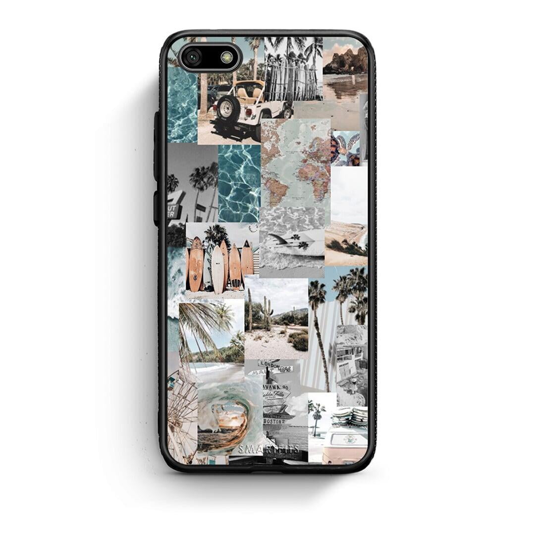 Huawei Y5 2018 Retro Beach Life Θήκη από τη Smartfits με σχέδιο στο πίσω μέρος και μαύρο περίβλημα | Smartphone case with colorful back and black bezels by Smartfits