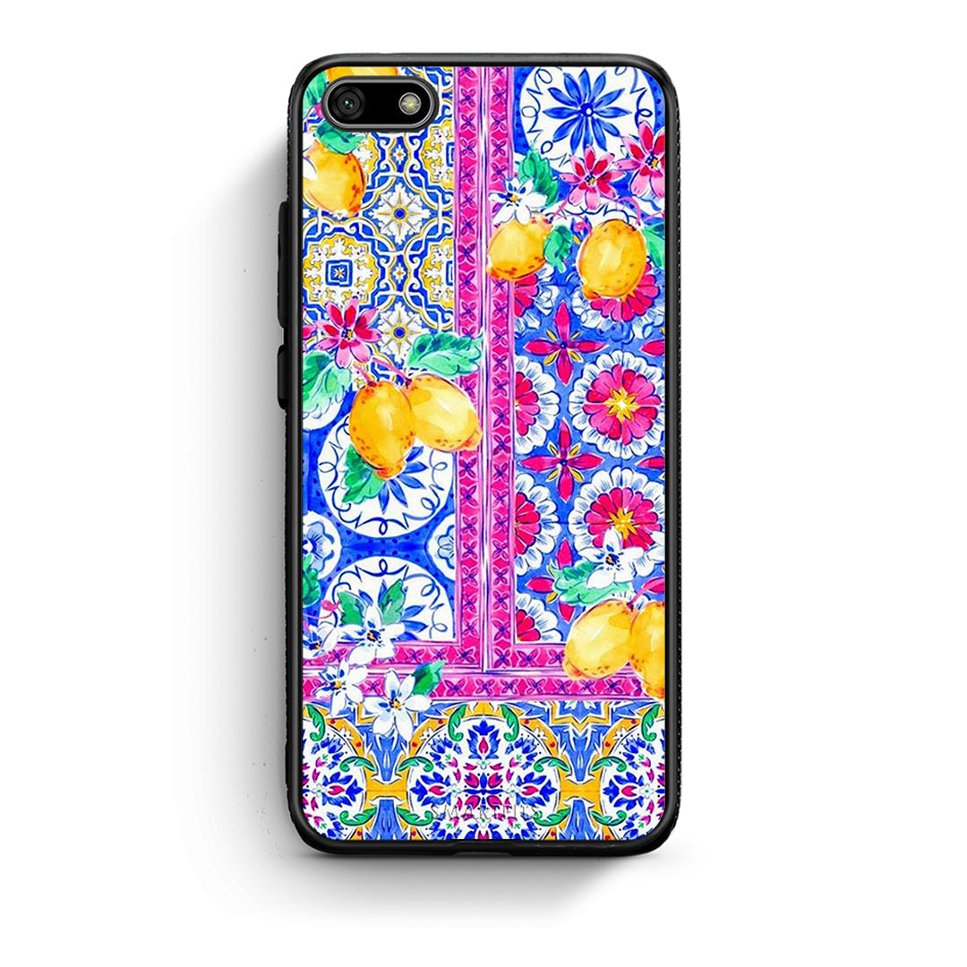 Huawei Y5 2018 Retro Spring θήκη από τη Smartfits με σχέδιο στο πίσω μέρος και μαύρο περίβλημα | Smartphone case with colorful back and black bezels by Smartfits