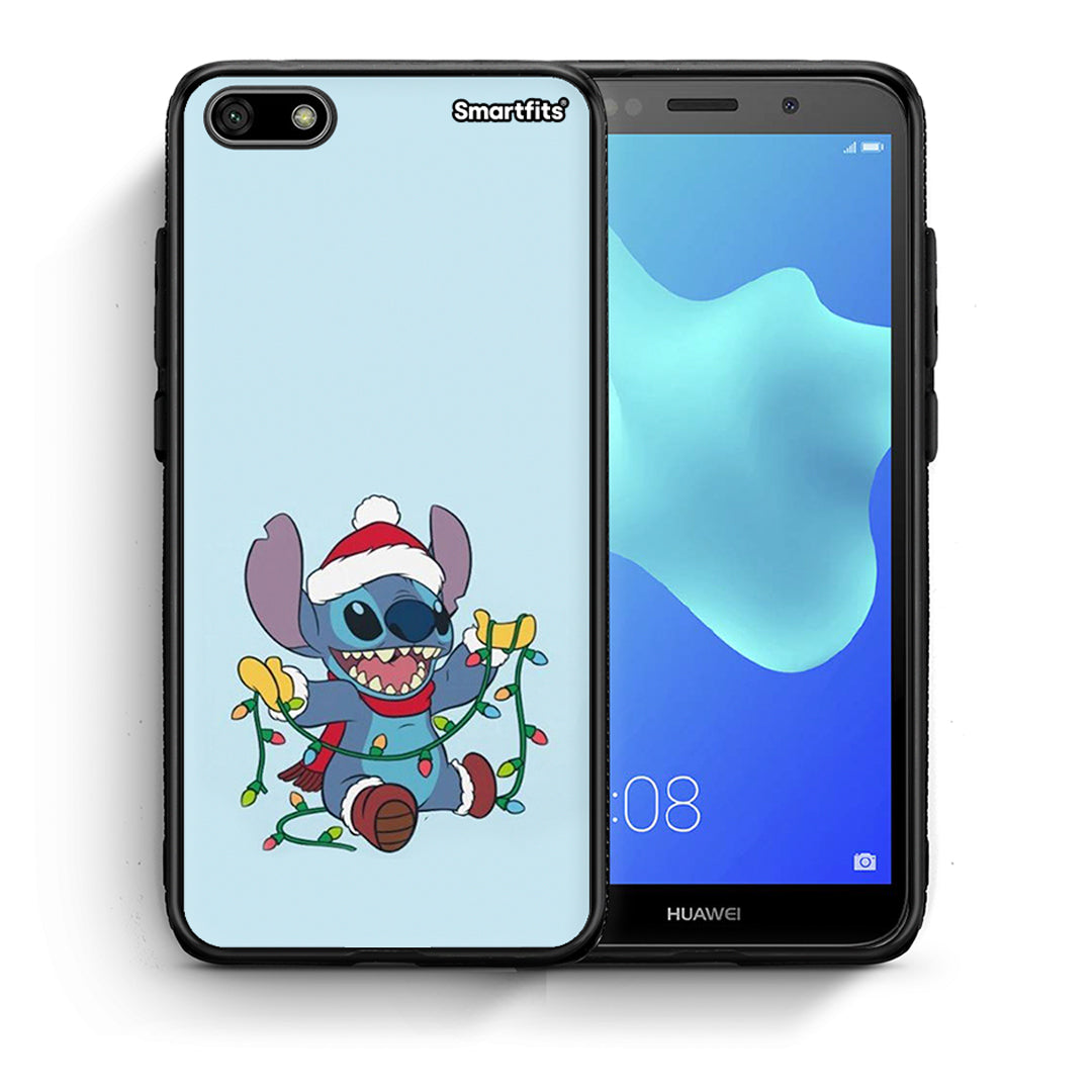 Θήκη Huawei Y5 2018/Honor 7S Santa Stich από τη Smartfits με σχέδιο στο πίσω μέρος και μαύρο περίβλημα | Huawei Y5 2018/Honor 7S Santa Stich case with colorful back and black bezels