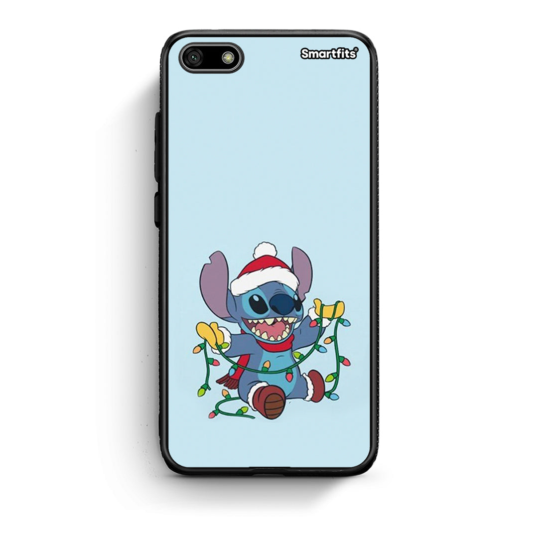 Huawei Y5 2018 Santa Stich θήκη από τη Smartfits με σχέδιο στο πίσω μέρος και μαύρο περίβλημα | Smartphone case with colorful back and black bezels by Smartfits