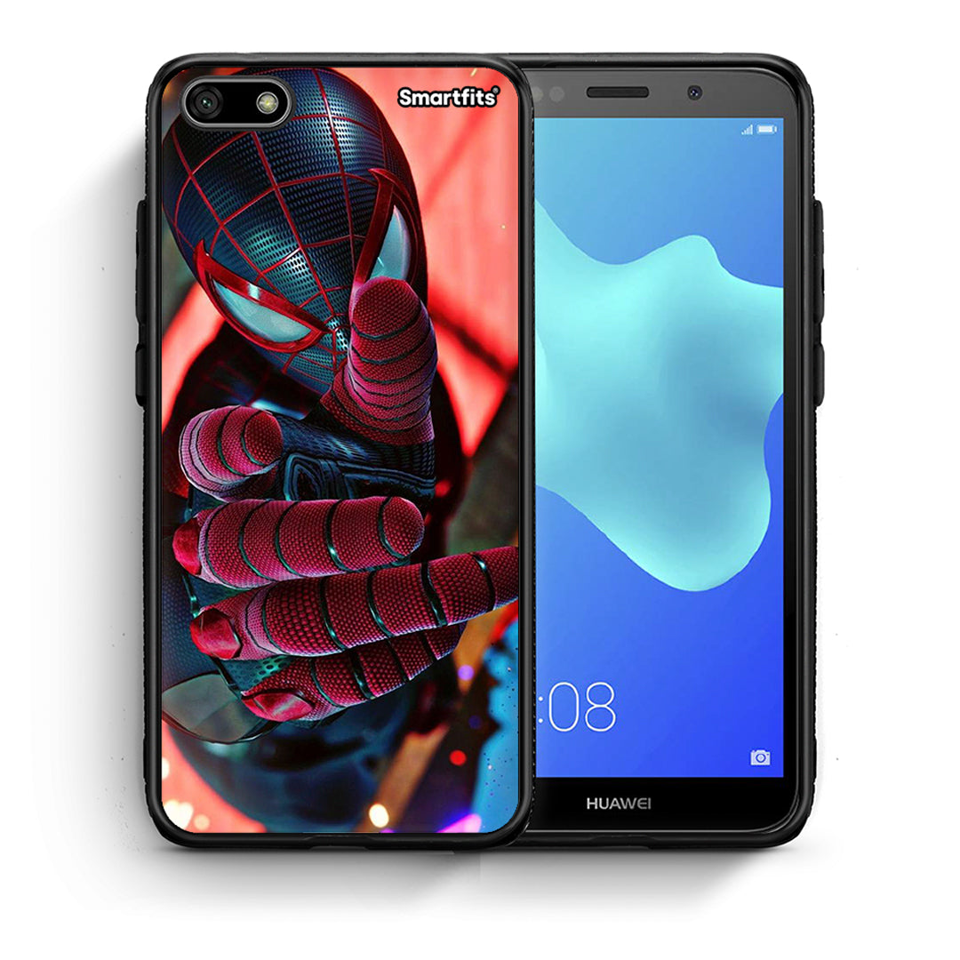 Θήκη Huawei Y5 2018 / Honor 7S Spider Hand από τη Smartfits με σχέδιο στο πίσω μέρος και μαύρο περίβλημα | Huawei Y5 2018 / Honor 7S Spider Hand case with colorful back and black bezels