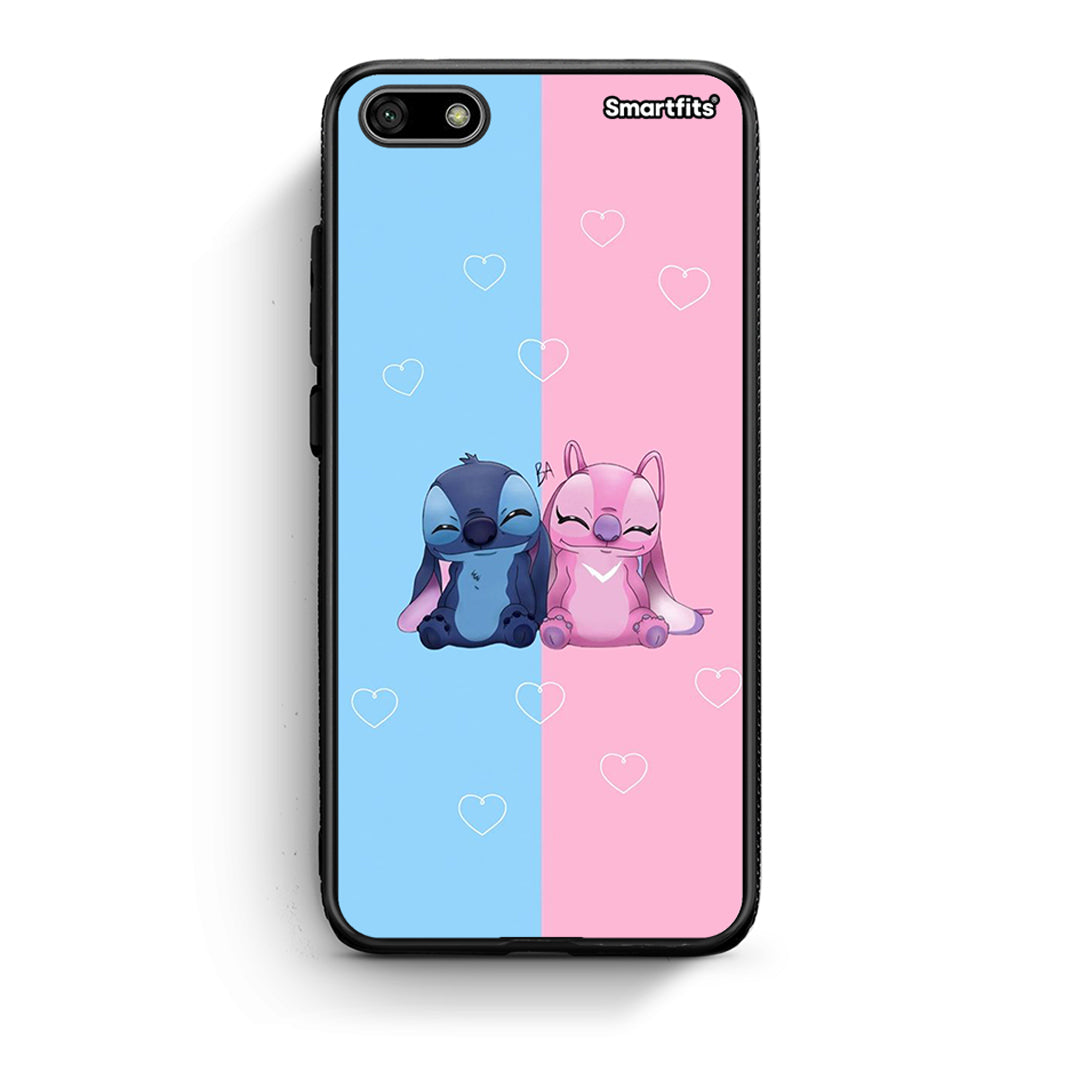 Huawei Y5 2018 Stitch And Angel θήκη από τη Smartfits με σχέδιο στο πίσω μέρος και μαύρο περίβλημα | Smartphone case with colorful back and black bezels by Smartfits