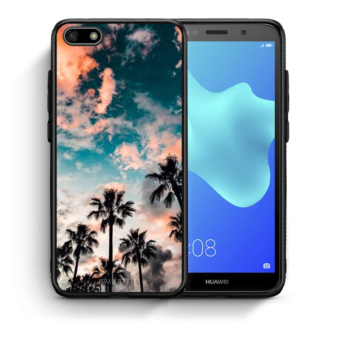 Θήκη Huawei Y5 2018/Honor 7S Sky Summer από τη Smartfits με σχέδιο στο πίσω μέρος και μαύρο περίβλημα | Huawei Y5 2018/Honor 7S Sky Summer case with colorful back and black bezels