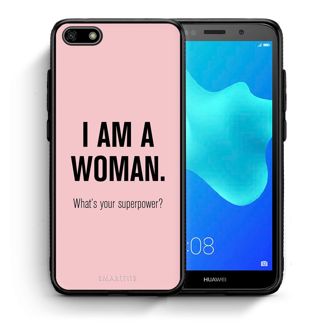 Θήκη Huawei Y5 2018/Honor 7S Superpower Woman από τη Smartfits με σχέδιο στο πίσω μέρος και μαύρο περίβλημα | Huawei Y5 2018/Honor 7S Superpower Woman case with colorful back and black bezels