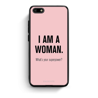 Huawei Y5 2018 Superpower Woman θήκη από τη Smartfits με σχέδιο στο πίσω μέρος και μαύρο περίβλημα | Smartphone case with colorful back and black bezels by Smartfits