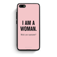 Thumbnail for Huawei Y5 2018 Superpower Woman θήκη από τη Smartfits με σχέδιο στο πίσω μέρος και μαύρο περίβλημα | Smartphone case with colorful back and black bezels by Smartfits