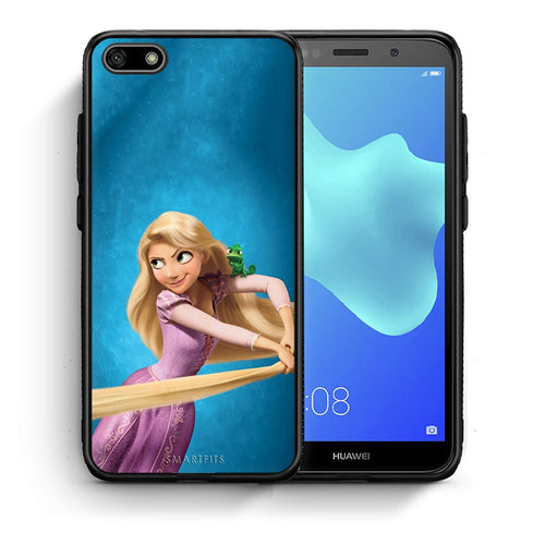 Θήκη Αγίου Βαλεντίνου Huawei Y5 2018 / Honor 7S Tangled 2 από τη Smartfits με σχέδιο στο πίσω μέρος και μαύρο περίβλημα | Huawei Y5 2018 / Honor 7S Tangled 2 case with colorful back and black bezels