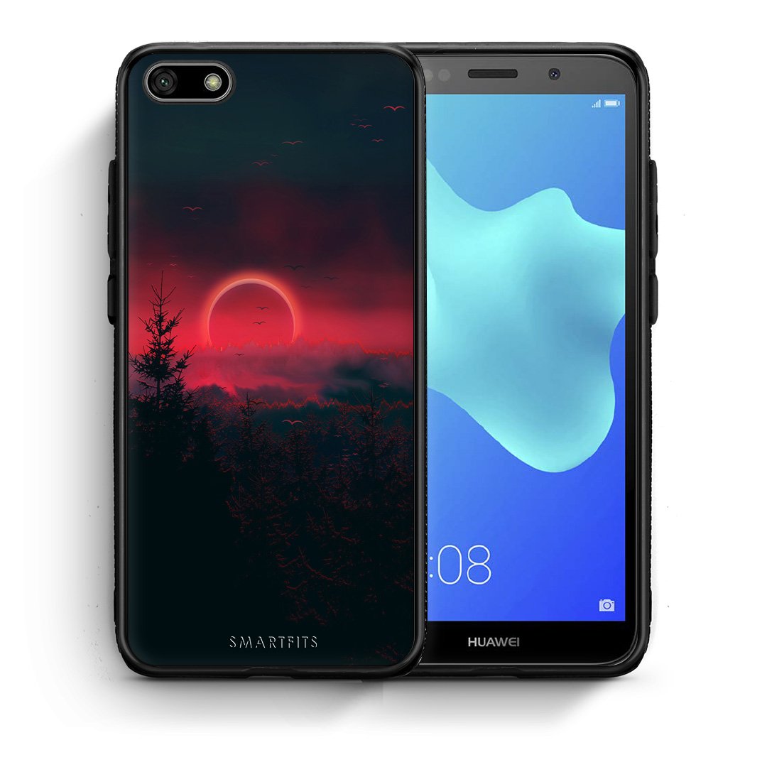 Θήκη Huawei Y5 2018/Honor 7S Sunset Tropic από τη Smartfits με σχέδιο στο πίσω μέρος και μαύρο περίβλημα | Huawei Y5 2018/Honor 7S Sunset Tropic case with colorful back and black bezels