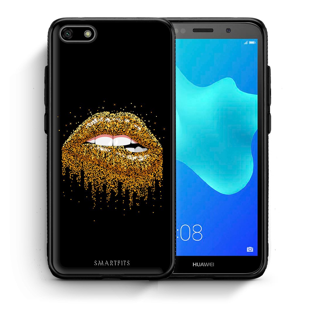 Θήκη Huawei Y5 2018/Honor 7S Golden Valentine από τη Smartfits με σχέδιο στο πίσω μέρος και μαύρο περίβλημα | Huawei Y5 2018/Honor 7S Golden Valentine case with colorful back and black bezels