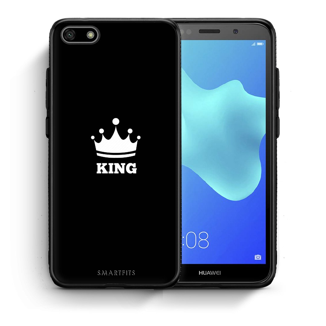 Θήκη Huawei Y5 2018/Honor 7S King Valentine από τη Smartfits με σχέδιο στο πίσω μέρος και μαύρο περίβλημα | Huawei Y5 2018/Honor 7S King Valentine case with colorful back and black bezels