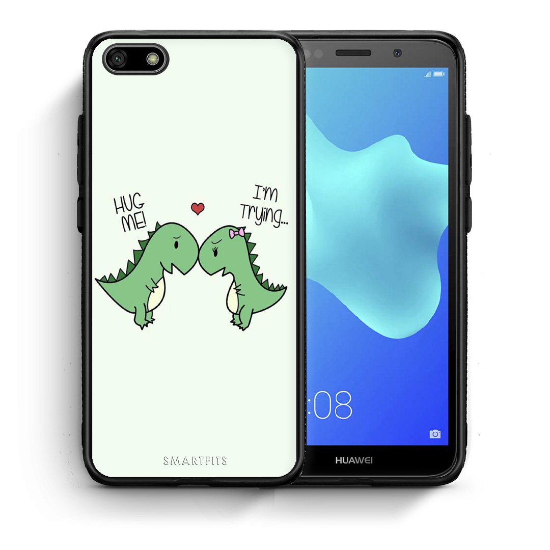 Θήκη Huawei Y5 2018/Honor 7S Rex Valentine από τη Smartfits με σχέδιο στο πίσω μέρος και μαύρο περίβλημα | Huawei Y5 2018/Honor 7S Rex Valentine case with colorful back and black bezels