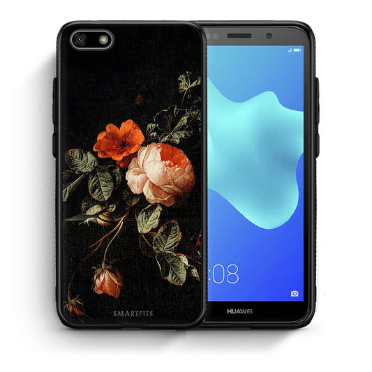 Θήκη Huawei Y5 2018/Honor 7S Vintage Roses από τη Smartfits με σχέδιο στο πίσω μέρος και μαύρο περίβλημα | Huawei Y5 2018/Honor 7S Vintage Roses case with colorful back and black bezels