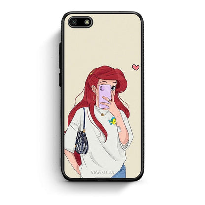 Huawei Y5 2018 Walking Mermaid Θήκη από τη Smartfits με σχέδιο στο πίσω μέρος και μαύρο περίβλημα | Smartphone case with colorful back and black bezels by Smartfits