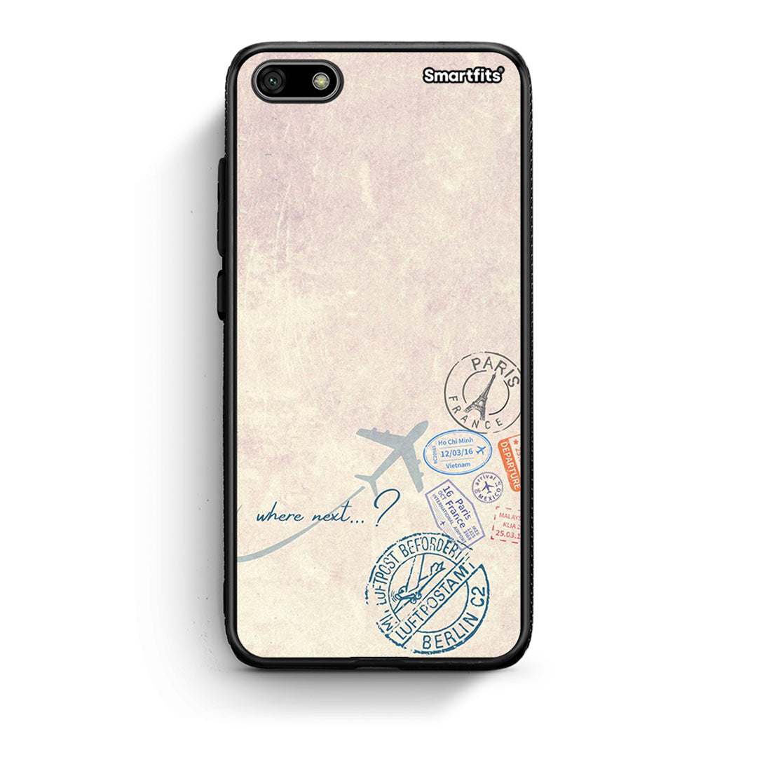 Huawei Y5 2018 Where Next Θήκη από τη Smartfits με σχέδιο στο πίσω μέρος και μαύρο περίβλημα | Smartphone case with colorful back and black bezels by Smartfits