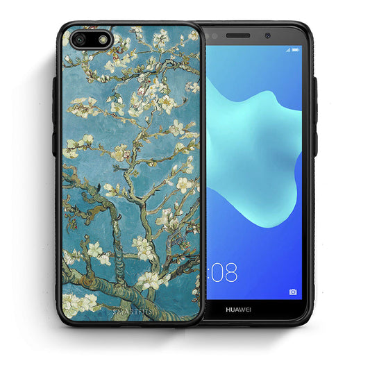Θήκη Huawei Y5 2018/Honor 7S White Blossoms από τη Smartfits με σχέδιο στο πίσω μέρος και μαύρο περίβλημα | Huawei Y5 2018/Honor 7S White Blossoms case with colorful back and black bezels