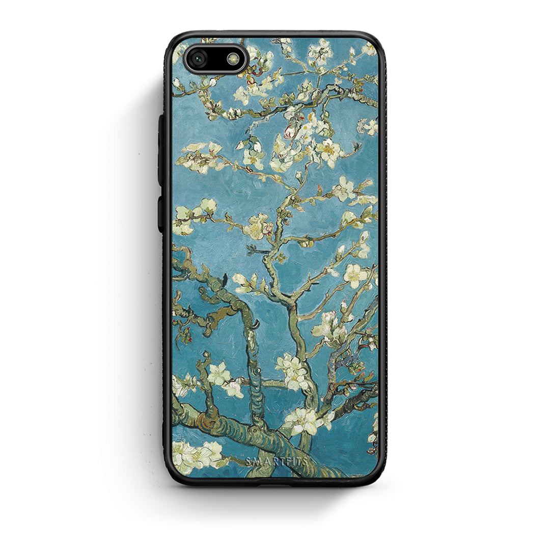 Huawei Y5 2018 White Blossoms θήκη από τη Smartfits με σχέδιο στο πίσω μέρος και μαύρο περίβλημα | Smartphone case with colorful back and black bezels by Smartfits