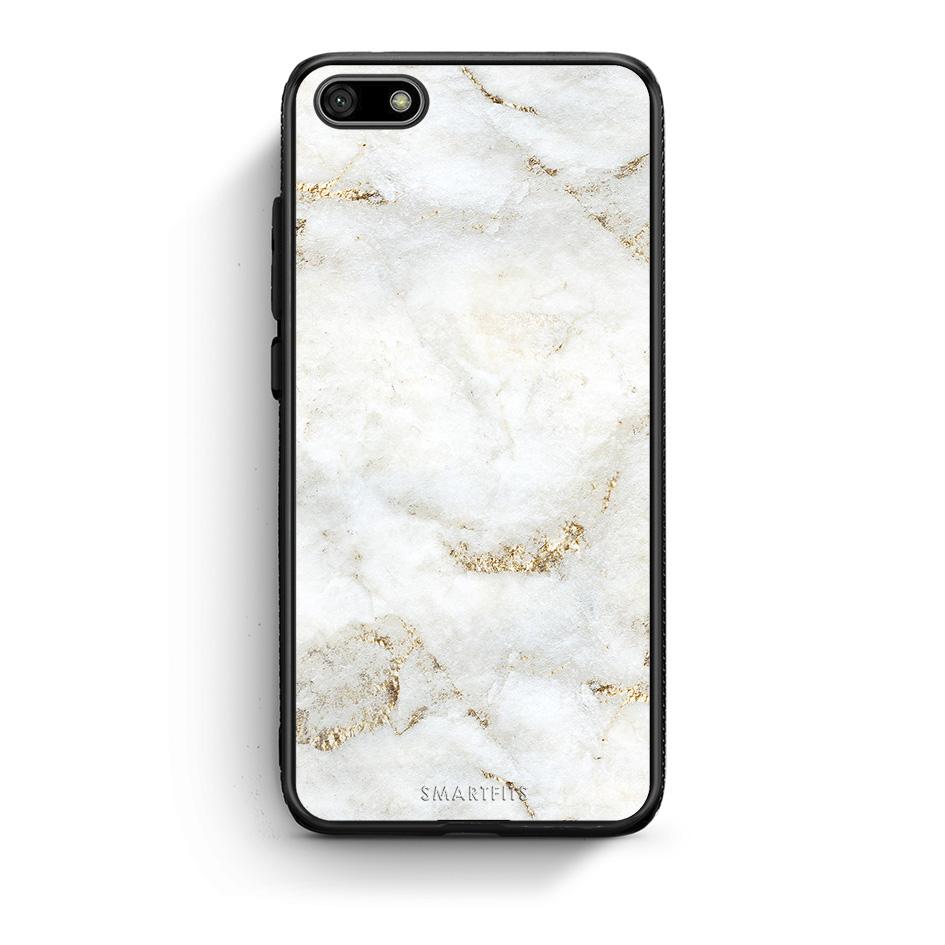 Huawei Y5 2018 White Gold Marble θήκη από τη Smartfits με σχέδιο στο πίσω μέρος και μαύρο περίβλημα | Smartphone case with colorful back and black bezels by Smartfits