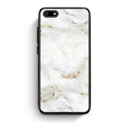 Huawei Y5 2018 White Gold Marble θήκη από τη Smartfits με σχέδιο στο πίσω μέρος και μαύρο περίβλημα | Smartphone case with colorful back and black bezels by Smartfits
