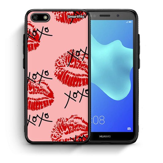 Θήκη Huawei Y5 2018/Honor 7S XOXO Lips από τη Smartfits με σχέδιο στο πίσω μέρος και μαύρο περίβλημα | Huawei Y5 2018/Honor 7S XOXO Lips case with colorful back and black bezels