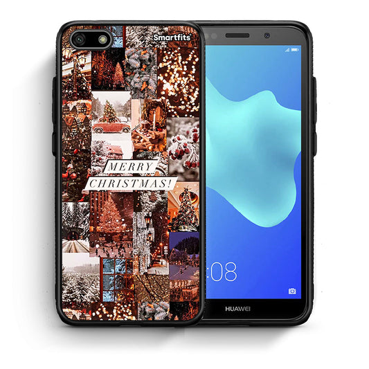 Θήκη Huawei Y5 2018/Honor 7S Xmas Collage από τη Smartfits με σχέδιο στο πίσω μέρος και μαύρο περίβλημα | Huawei Y5 2018/Honor 7S Xmas Collage case with colorful back and black bezels