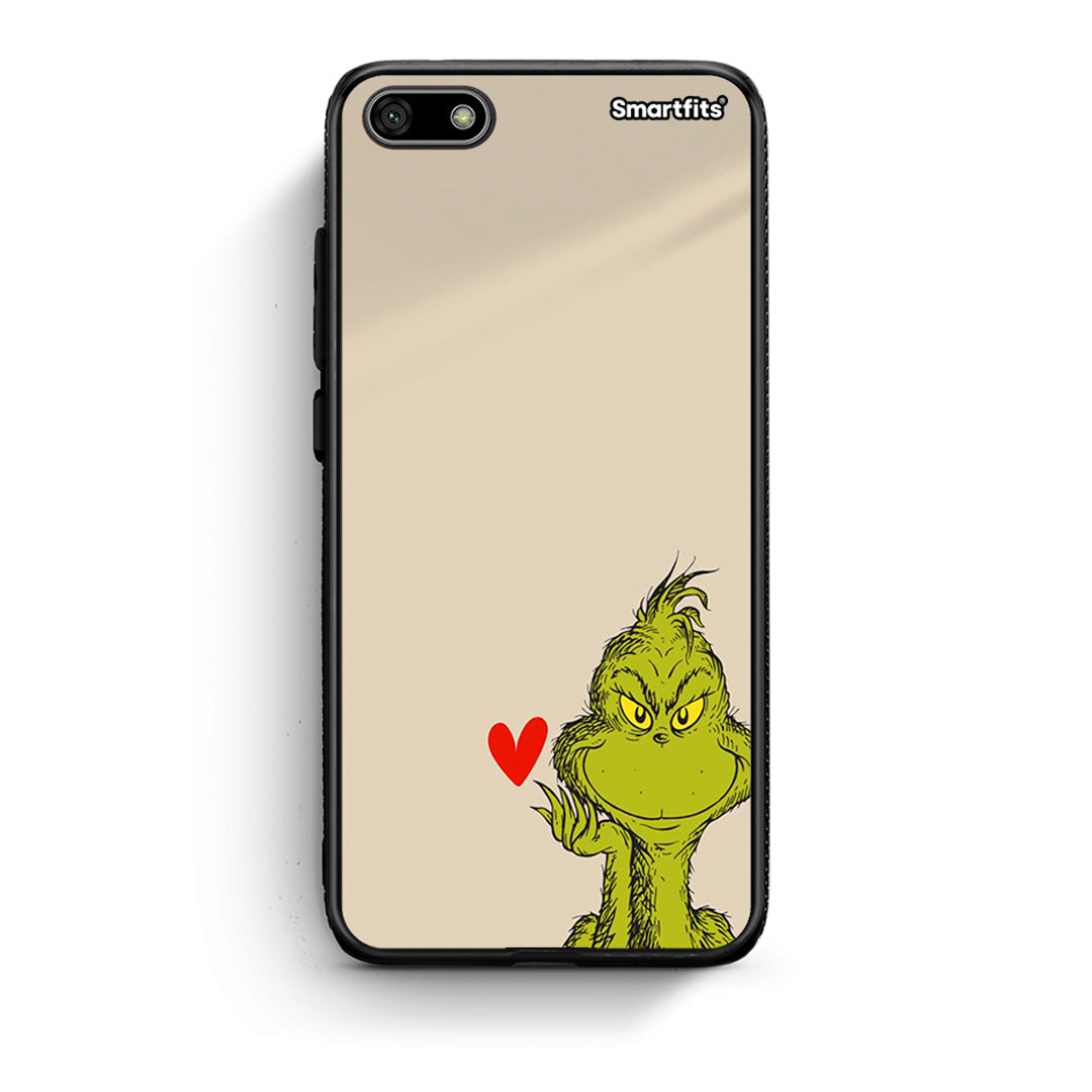 Huawei Y5 2018 Xmas Grinch θήκη από τη Smartfits με σχέδιο στο πίσω μέρος και μαύρο περίβλημα | Smartphone case with colorful back and black bezels by Smartfits