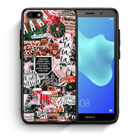 Θήκη Huawei Y5 2018/Honor 7S Xmas Habbits από τη Smartfits με σχέδιο στο πίσω μέρος και μαύρο περίβλημα | Huawei Y5 2018/Honor 7S Xmas Habbits case with colorful back and black bezels