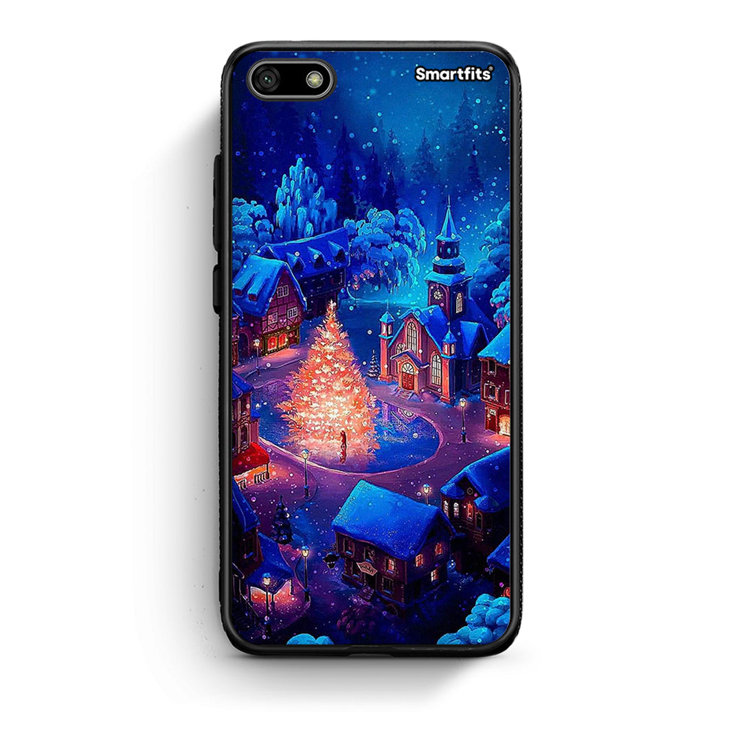 Huawei Y5 2018 Xmas Village θήκη από τη Smartfits με σχέδιο στο πίσω μέρος και μαύρο περίβλημα | Smartphone case with colorful back and black bezels by Smartfits