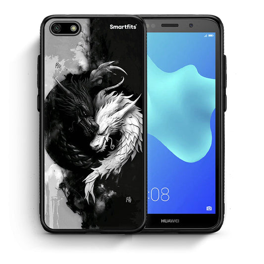 Θήκη Huawei Y5 2018 / Honor 7S Yin Yang από τη Smartfits με σχέδιο στο πίσω μέρος και μαύρο περίβλημα | Huawei Y5 2018 / Honor 7S Yin Yang case with colorful back and black bezels
