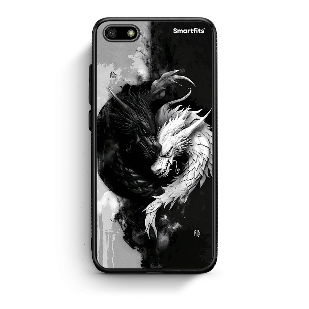 Huawei Y5 2018 Yin Yang Θήκη από τη Smartfits με σχέδιο στο πίσω μέρος και μαύρο περίβλημα | Smartphone case with colorful back and black bezels by Smartfits