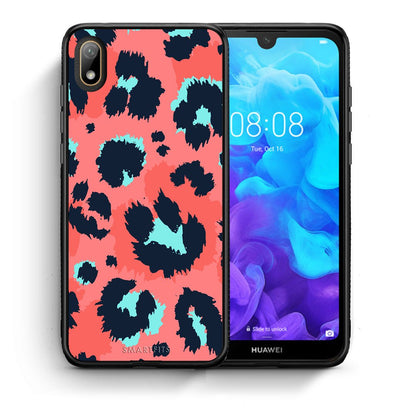 Θήκη Huawei Y5 2019 Pink Leopard Animal από τη Smartfits με σχέδιο στο πίσω μέρος και μαύρο περίβλημα | Huawei Y5 2019 Pink Leopard Animal case with colorful back and black bezels