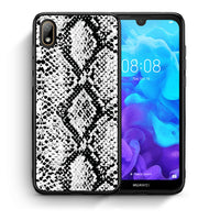 Thumbnail for Θήκη Huawei Y5 2019 White Snake Animal από τη Smartfits με σχέδιο στο πίσω μέρος και μαύρο περίβλημα | Huawei Y5 2019 White Snake Animal case with colorful back and black bezels