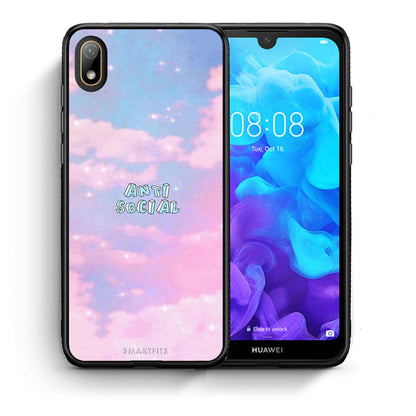 Θήκη Αγίου Βαλεντίνου Huawei Y5 2019 Anti Social από τη Smartfits με σχέδιο στο πίσω μέρος και μαύρο περίβλημα | Huawei Y5 2019 Anti Social case with colorful back and black bezels