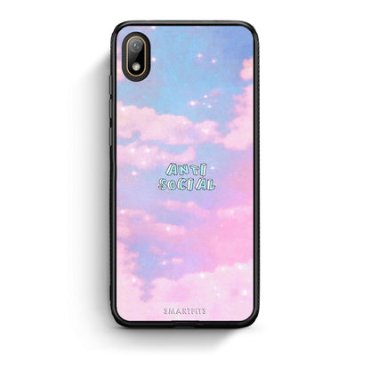 Huawei Y5 2019 Anti Social Θήκη Αγίου Βαλεντίνου από τη Smartfits με σχέδιο στο πίσω μέρος και μαύρο περίβλημα | Smartphone case with colorful back and black bezels by Smartfits