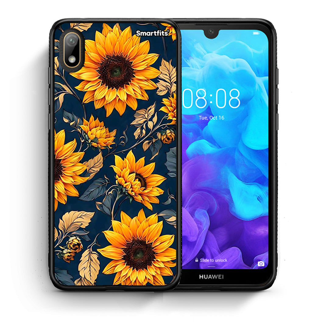 Θήκη Huawei Y5 2019 Autumn Sunflowers από τη Smartfits με σχέδιο στο πίσω μέρος και μαύρο περίβλημα | Huawei Y5 2019 Autumn Sunflowers case with colorful back and black bezels