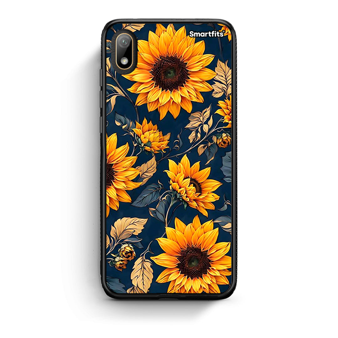 Huawei Y5 2019 Autumn Sunflowers Θήκη από τη Smartfits με σχέδιο στο πίσω μέρος και μαύρο περίβλημα | Smartphone case with colorful back and black bezels by Smartfits