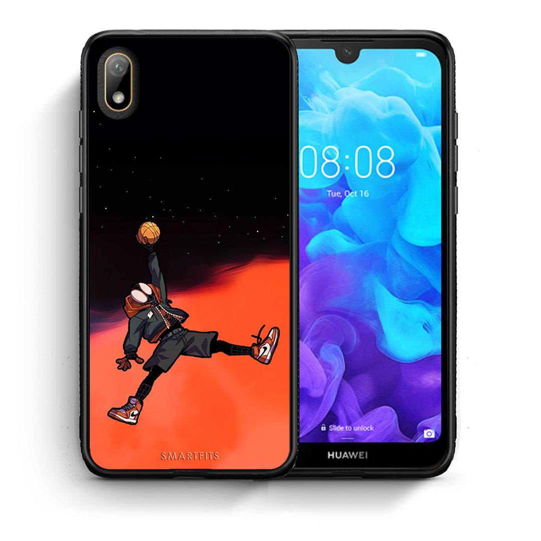 Θήκη Huawei Y5 2019 Basketball Hero από τη Smartfits με σχέδιο στο πίσω μέρος και μαύρο περίβλημα | Huawei Y5 2019 Basketball Hero case with colorful back and black bezels