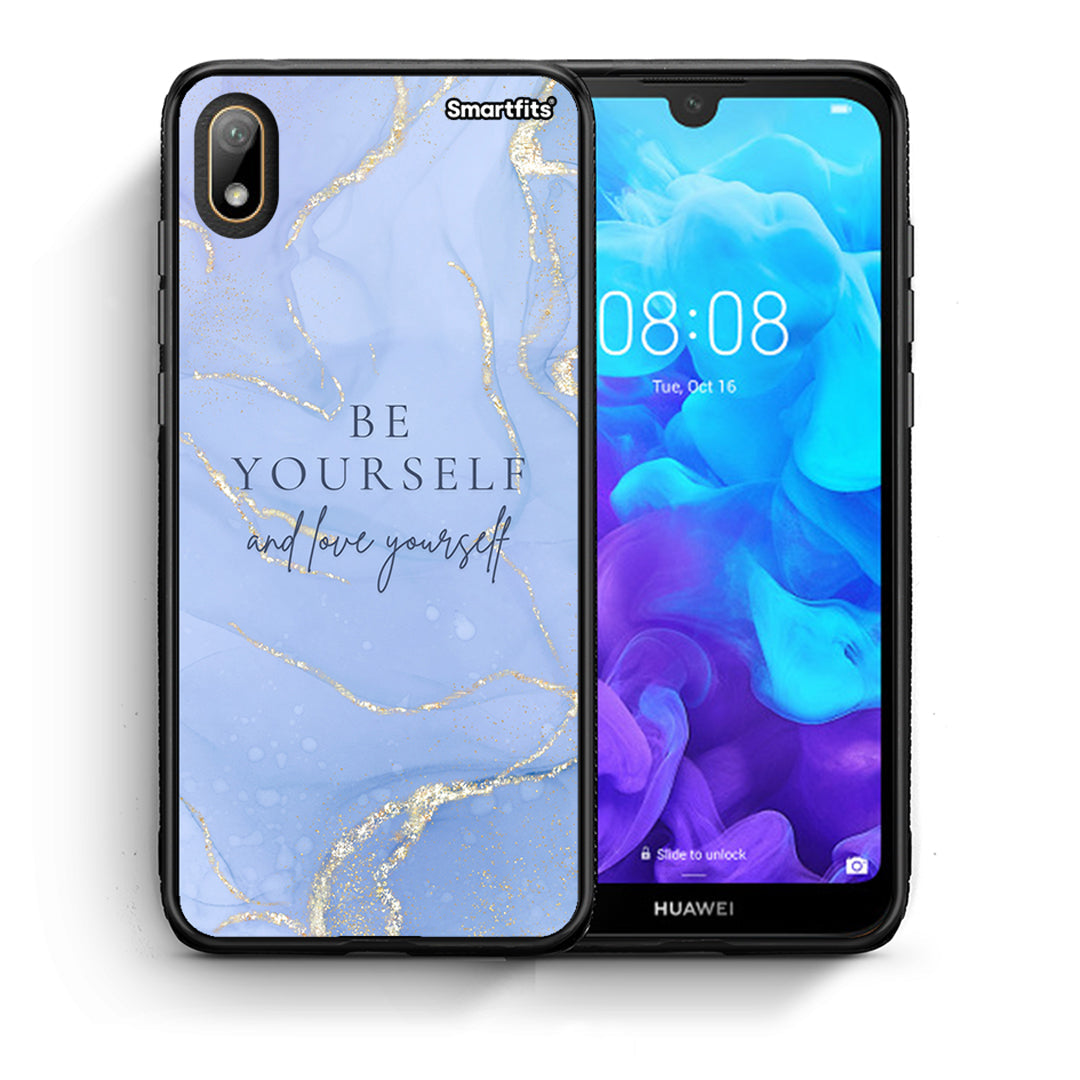 Θήκη Huawei Y5 2019 Be Yourself από τη Smartfits με σχέδιο στο πίσω μέρος και μαύρο περίβλημα | Huawei Y5 2019 Be Yourself case with colorful back and black bezels