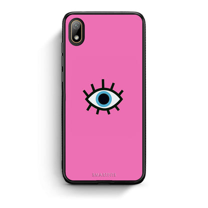 Huawei Y5 2019 Blue Eye Pink θήκη από τη Smartfits με σχέδιο στο πίσω μέρος και μαύρο περίβλημα | Smartphone case with colorful back and black bezels by Smartfits