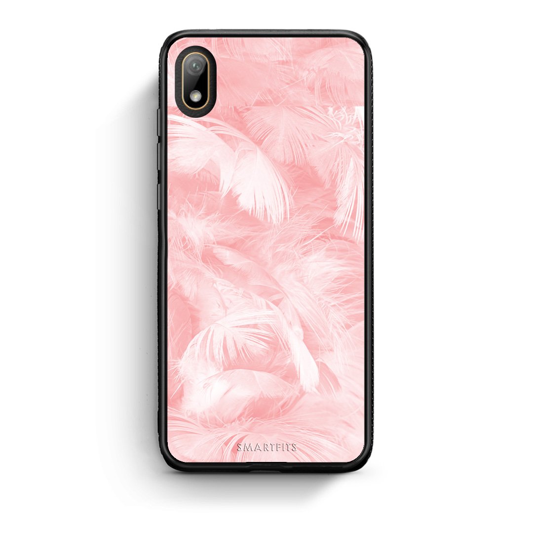 33 - Huawei Y5 2019 Pink Feather Boho case, cover, bumper