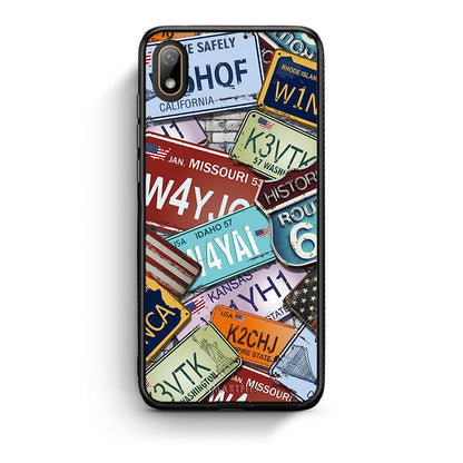 Huawei Y5 2019 Car Plates θήκη από τη Smartfits με σχέδιο στο πίσω μέρος και μαύρο περίβλημα | Smartphone case with colorful back and black bezels by Smartfits