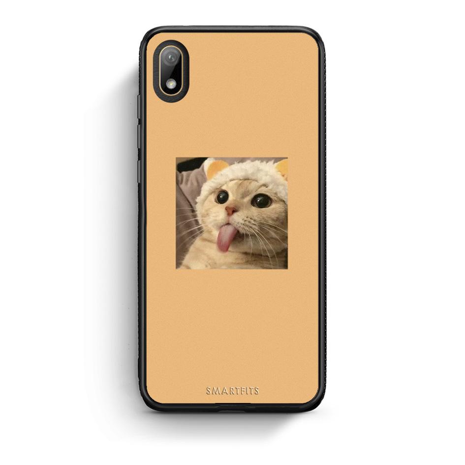 Huawei Y5 2019 Cat Tongue θήκη από τη Smartfits με σχέδιο στο πίσω μέρος και μαύρο περίβλημα | Smartphone case with colorful back and black bezels by Smartfits